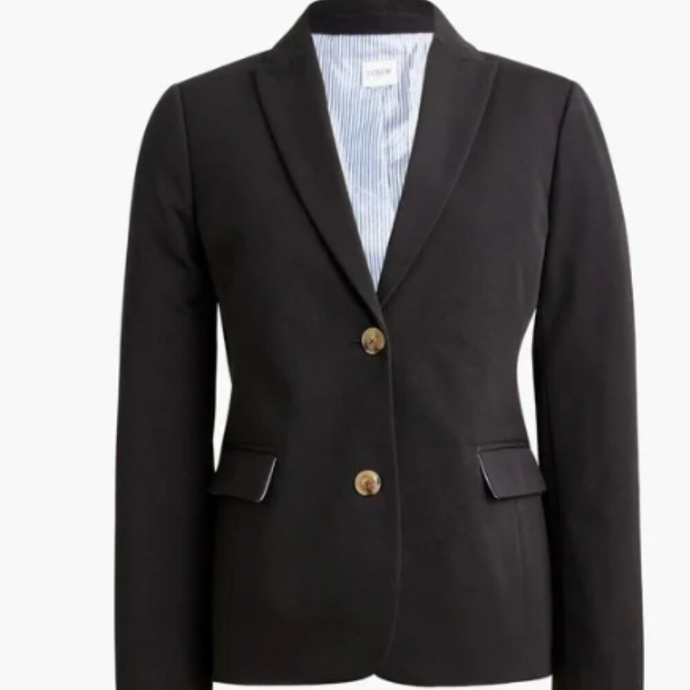 J. CREW Cotton-Blend two-Button Blazer in‎ Black $198 Size 2 New